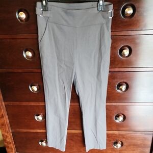 Gray Cropped Pull-On Slacks